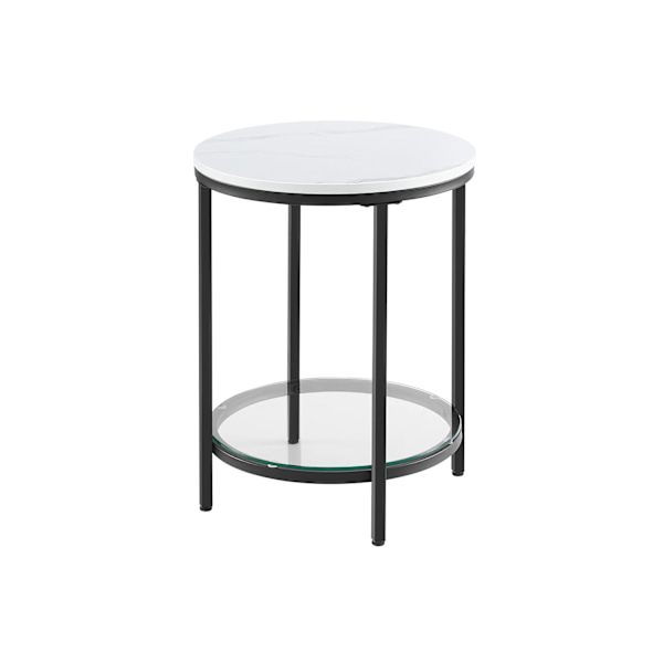 Rootz Marble Look Sidebord - Endebord - Accentbord - Stålramme - Spånplade - Hærdet glas - 45 cm x 55 cm - Letvægts - Robust - Nem montering