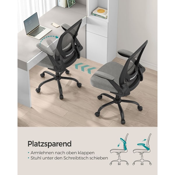 Rootz Ergonomic Dove Grey Kontorsstol - Snurrstol - Justerbar skrivbordsstol - Plast, Skum, Nylon, Stål - Svankstöd - Material som andas - 64cm x 64cm