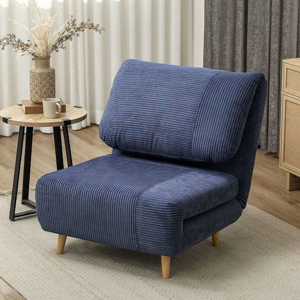 Rootz 2 -i -1 sovende lænestol - gæsteseng - konvertibel sofa - justerbar nakkestøtte - pladssparer - 82 cm x 89 cm x 83 cm - Blå