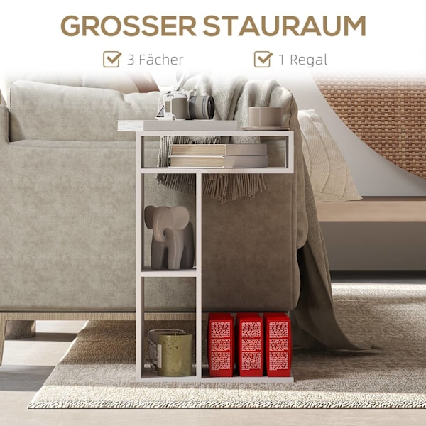 Rootz sidebord - C -formet serveringsbil - mobilarrangør - 4 hjul - effektiv opbevaring - 40 x 30 x 69 cm, robust spånplade, hvid