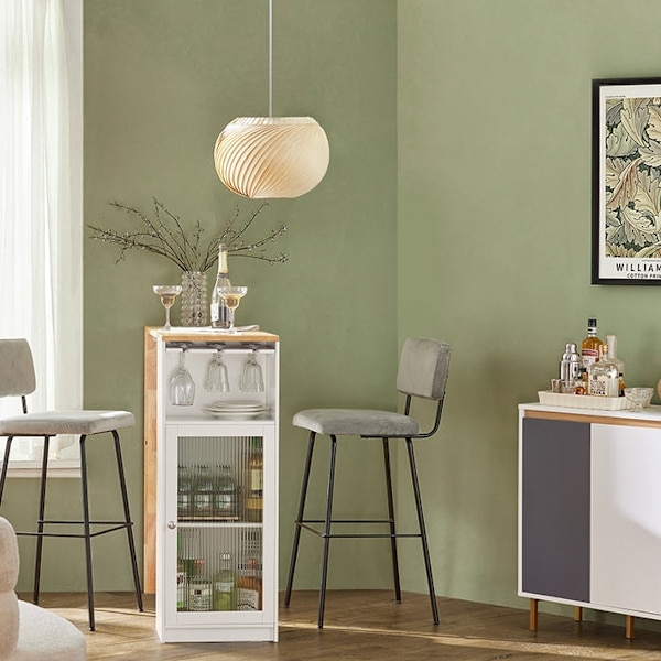 Rootz Barbord - Matbord - Köksbord - MDF & Gummiträ - Vinglashållare - Rymlig förvaring - Enkel montering - 108cm x 105cm x 40cm