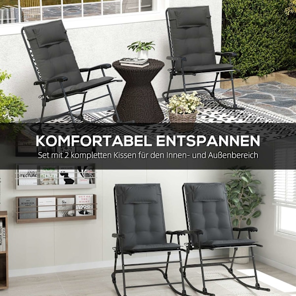 Rootz 2 stykker Sun Lounger Set - Garden Lounger Puder - polstrede puder - Vandafvisende, fade -resistent - 50x116x5 cm - Grå
