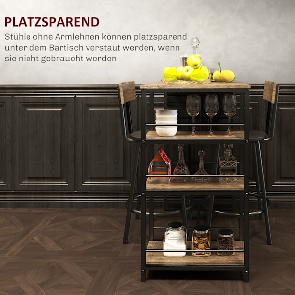 Rootz 3 -delt spisesæt med barbord - lille køkkensæt - rumbesparende spisning - ekstra opbevaring, 90 x 50 x 90,5 cm bord, 36 x 47 x 91 cm stole