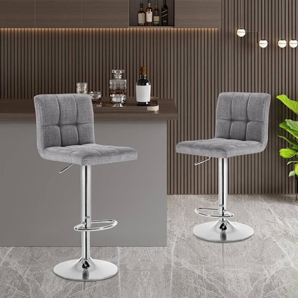 Rootz Højdejusterbar barstol - Bordskammel - Drejestol - Forkromet holdbarhed - Ergonomisk design - Gulvbeskyttelse - 44cm x 38cm x 92-114cm