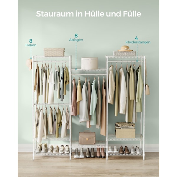 Rootz Steel Tøjstativ - Tøjstativ - Garderobeskabe - Cloud White - Heavy Duty - Rummelig - 40cm x 175cm x 180cm
