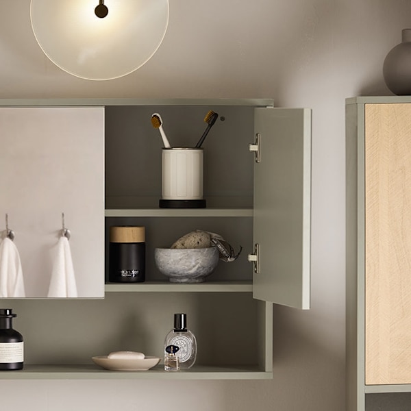 Rootz-kylpyhuoneen peilikaappi - Seinäkaappi - Säilytysjärjestelmä - Tilaa säästävä 2-in-1-design - Säädettävät hyllyt - Helppo koota - 60 cm x 49,5 c