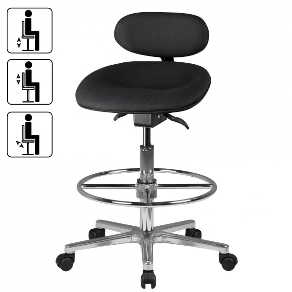 Rootz justerbar pall - Vridbar pall - Arbetspall - Vridbar pall - Tygöverdrag - Höjdjusterbar pall - Svart