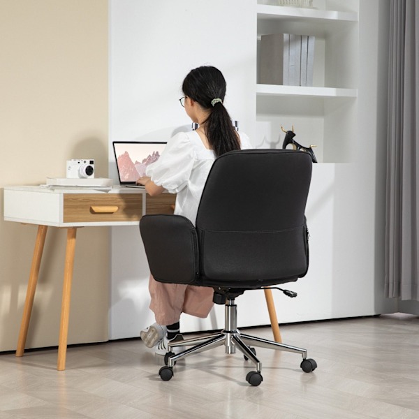 Rootz -kontorstol - Ergonomisk skrivebordsstol - Åndbar siddepladser - Højde justerbar til komfort - 67 cm x 69 cm x 92-102 cm - Sort
