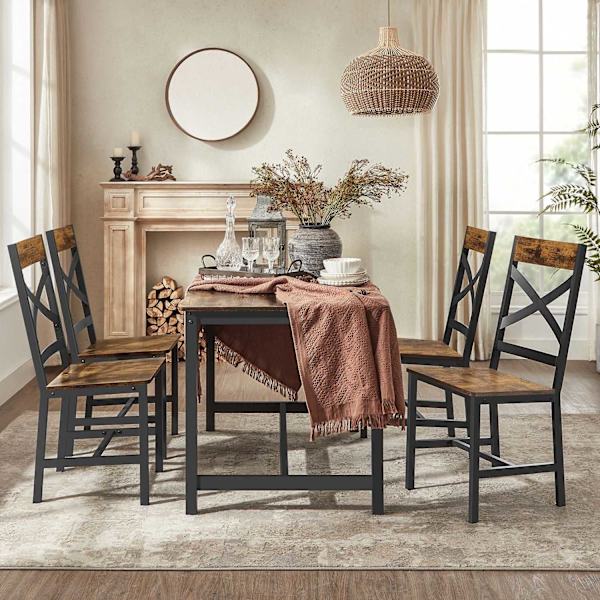 Rootz Vintage brun-svarta matstolar - Köksstolar - Spånstål - Bekväma sittplatser - Robust konstruktion - Enkel montering - 43,4 cm x 43 cm x 95,5 cm