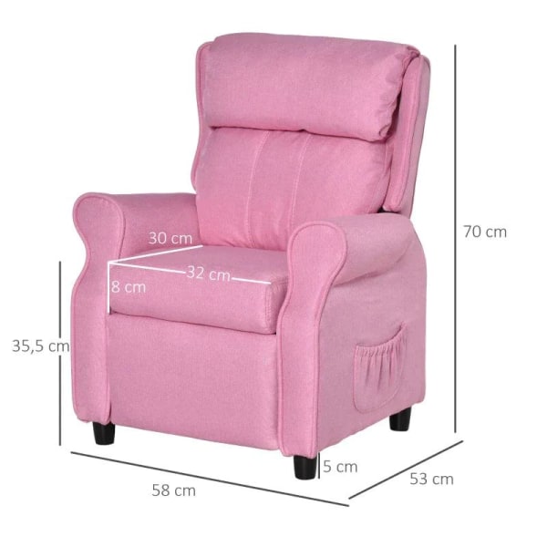 Rootz børnesofa - børne hvilesofa - børne sofa - børne lænestol - pink - 58 x 53 x 70 cm