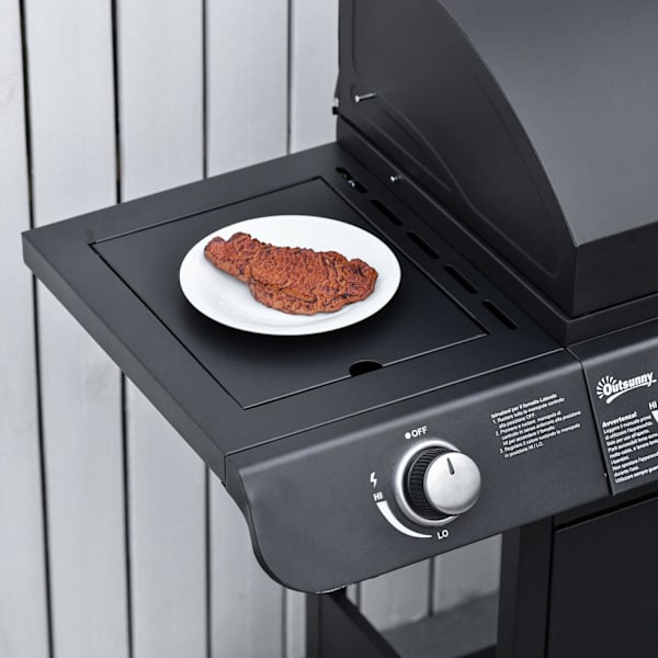Rootz BBQ Grillvogn med 7 brændere og multifunktionsskab - Sort - Metal - 53,14 cm x 19,68 cm x 39,37 cm