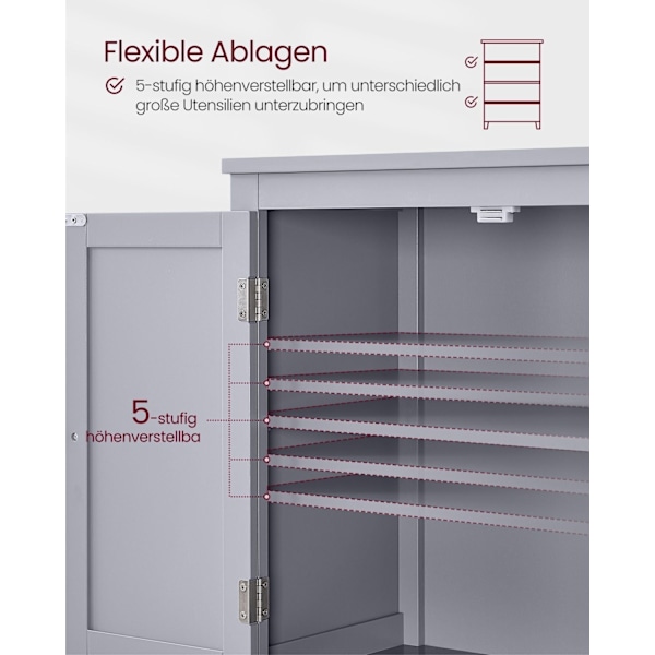 Rootz Køkkenskab - Pantry Organizer - Opbevaringsenhed - Justerbare hylder - 120cm x 40cm x 180cm