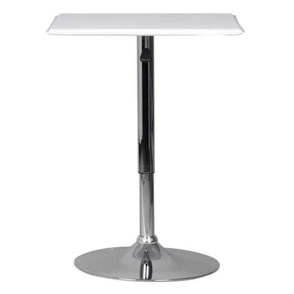 Rootz Ståbord - Bistrobord - 60 x 60 cm - Læderlook - Hvid - Krom - Sølv - Firkantet