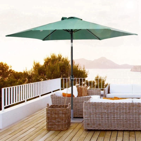 Nancy's Orcutt Parasol - Tuinparasol - Schaduw - Zonwering - Handslinger - Aluminium - Polyester - Grøn/Wit/Rood - Sort - 2,7 x 2,7 x 2,35 m