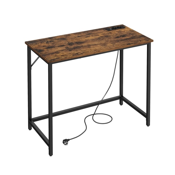 Rootz Vintage brun-sort skrivebord - Skrivebord - Studiebord - Spånplade og stål - Rummelig overflade - Nem montering - 50 cm x 100 cm x 76 cm