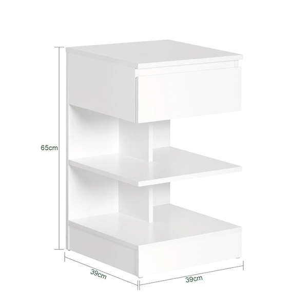 Rootz sengebord - Sideskab - Natbord - Alsidig opbevaring - Stor kapacitet - Holdbart spånmateriale - 39cm x 65cm x 39cm