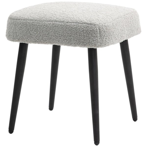 Rootz skammel - Fodstøtte Ottoman - Cashmere Look - Blød polstring - Stålben - Lysegrå - 42cm x 42cm x 47cm