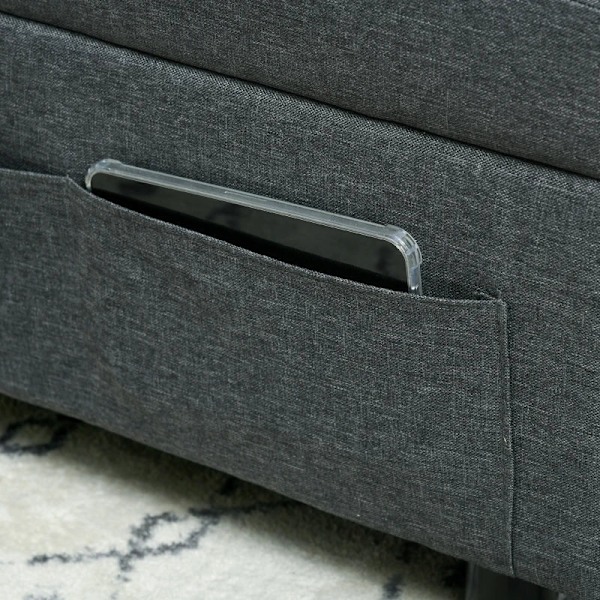 Rootz Hvilestol - Sovestol - 3-i-1 lænestol - Linnedlook - Inklusiv pude - Mørkegrå - 65,5 cm x 104 cm x 81 cm