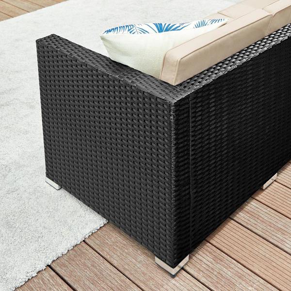 Rootz Trädgårdsmöbelset - Utomhusmöbler - Set med flätat möbel - Med kuddar - Black-Taupe
