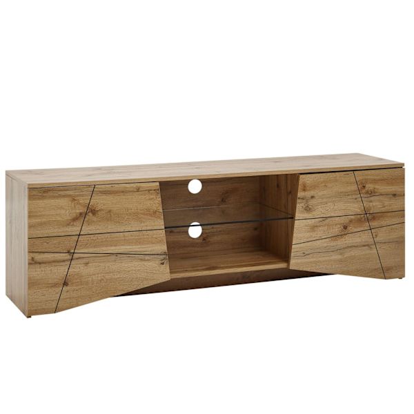 Rootz lowboard træ eg indretning 160x50x40 cm TV kommode med to døre - Design TV skab høj - TV stativ TV skab moderne - TV kommode stue