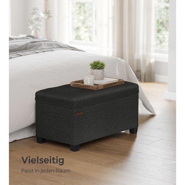 Rootz Opbevaringsskammel - Osmannisk - Fodstøtte - MDF-materiale - 40 cm x 76 cm x 40 cm - Blæk sort farve