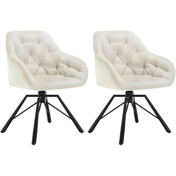 Rootz Velvet spisestuestol - Drejelig køkkenstol - Moderne lænestol - 360° drejelig - Højt ryglæn - Robuste metalben - 57,5 ​​cm x 82,5 cm x 53 cm