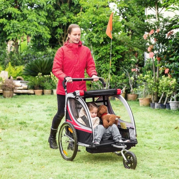 Rootz Cykelanhænger til børn - 2 i 1 barnevogn - Cykelanhænger t
