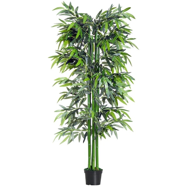 Rootz kunstig plante - kunstig bambus - kunstig bambus træ plante - Hjem - kontor - Grøn + Sort - 20cm x 20cm x 180cm