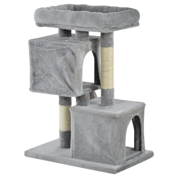 Rootz Cat Tree - Cat Climbing Tree - Sisalstolpar - Kattskrapstolpe - Ljusgrå - 59 x 39 x 83 cm