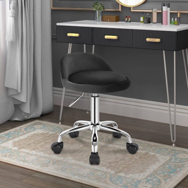 Rootz justerbar sammetskontorspall - Skrivbordsstol - Vridbar pall - Snygg, bekväm, ergonomisk - Höjd 53-65,5 cm - Sits 30x30 cm