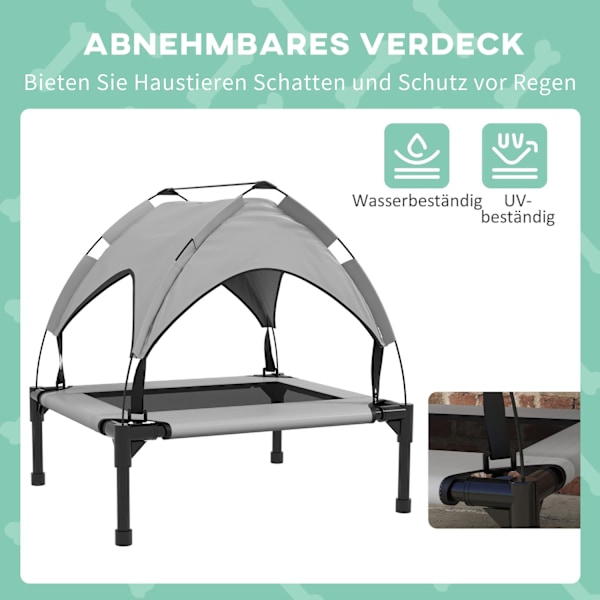 Rootz hundsäng med tak - husdjurshelare - förhöjd husdjursbädd - vattenavvisande tak, andningsbar - 76 x 61 x 69,5 cm - stöder upp till 20 kg
