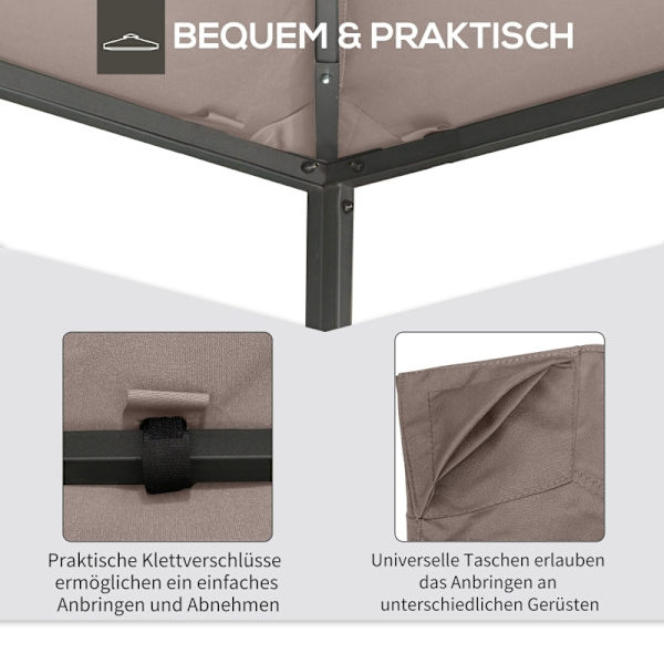 Rootz Gazebo Takbyte - Kapellöverdrag - Paviljongtopp - Slitstark & ​​väderbeständig - Vatten- och UV-beständig - Enkel installation - L298 x B295 cm
