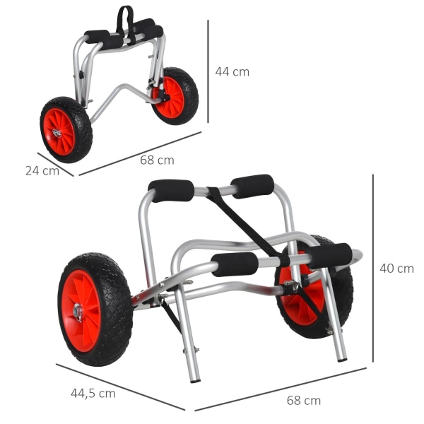 Rootz Trolley - Kanotvagn - Med fästrem - Silver - 68 x 44,5 x 40 cm