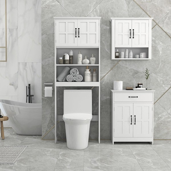 Rootz -wc -kylpyhuonekaappi - over -the -theilet -säilytys - Säädettävä hylly - tilaa säästävä - 66 cm x 23 cm x 178cm