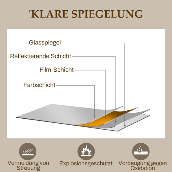 Rootz forgyldt vægspejl - dekorativt frakkespejl - buet vinduesramme - visuel forstørrelse - brudsikkert glas - 65 cm x 2,5 cm x 110 cm
