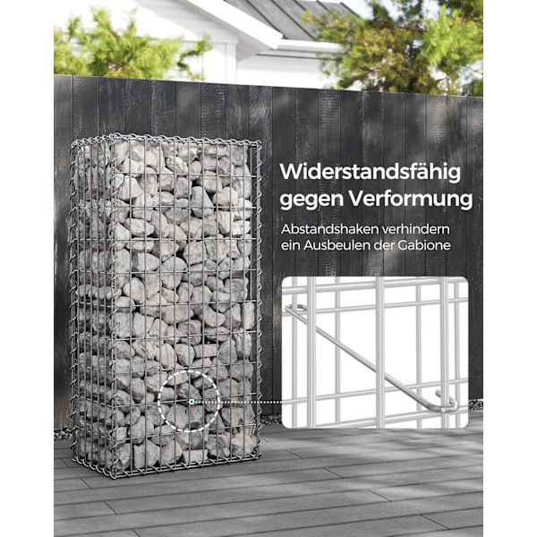 Rootz galvaniserat stål Gabion Set - Silver Mesh - Spiralpinnar - Distanskrokar - Kraftig konstruktion - Enkel montering - Mångsidig användning - 100c