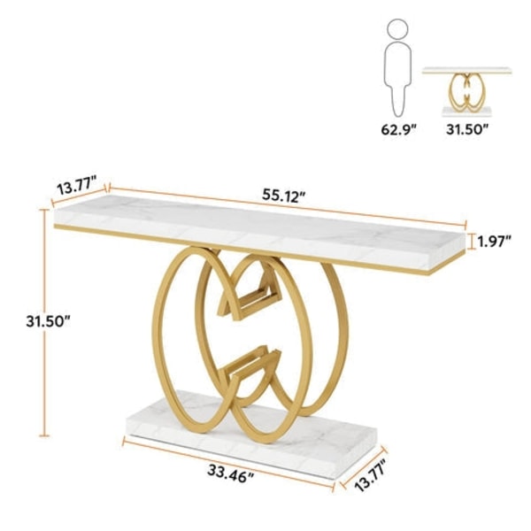 Rootz konsolbord - Hallbord - Entrébord - Skiva i konstmarmor - Rymlig och stilren design - 35 cm D x 150 cm B x 80 cm H