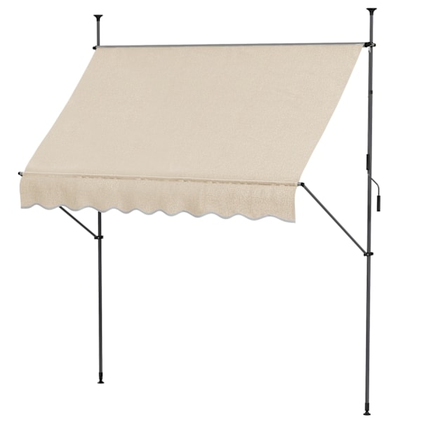 Rootz fristående manuell terrass markis - balkong markis - utdragbar markis - UV30+ skydd - 2,5 m x 1,2 m x 2,1-3 m
