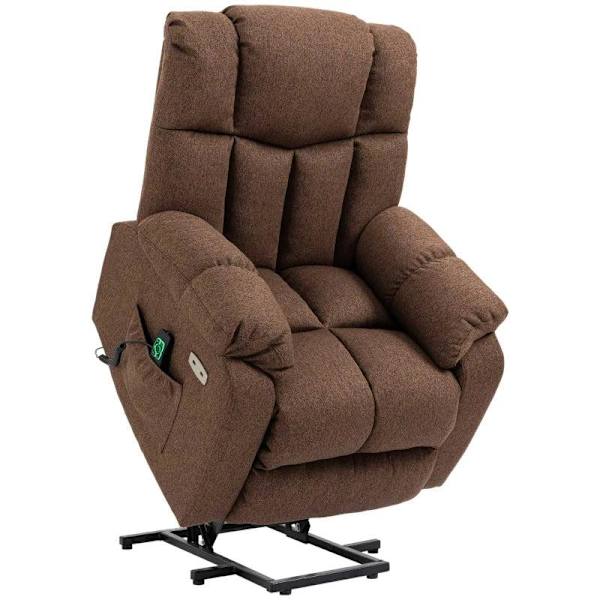 Rootz Stand-Up Chair - 2-i-1 hvilestol - Med liggefunktion - Fjernbetjening - Linned Polyester/Stål - Brun - 92 x 95 x 107 cm