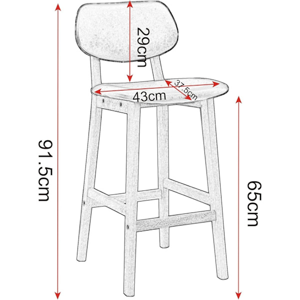 Rootz barstolar i skandinavisk stil - Bänkstolar - Moderna barstolar - Ergonomisk design - Hållbar & enkelt underhåll - Massivt trä och konstläder - 9