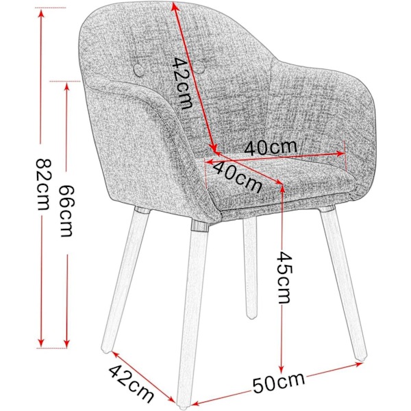 Rootz Ergonomic Chair - Kontorstol - Lounge Chair - Komfortabel linnedpolstring - Holdbare massive træben - Alsidigt design - 40cm x 40cm x 82cm