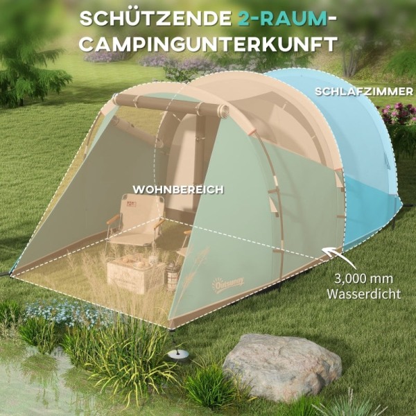 Rootz Campingtelt - Familietelt - Vandtæt overdækning - Rummeligt design - 460L x 260W x 190H cm - Polyester, PE, Plast