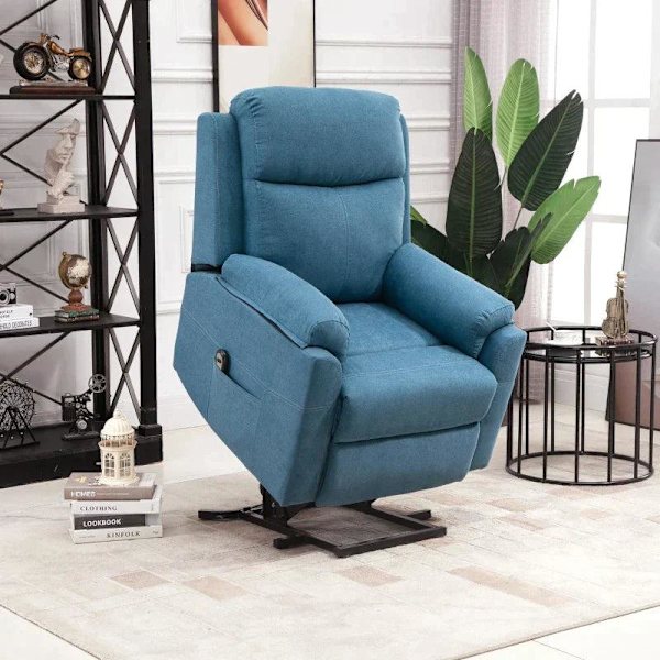 Rootz Fåtölj - Elfåtölj - Ståstol - Linne Polyester - Metall - Skum - Blå - 83 cm x 89 cm x 102 cm