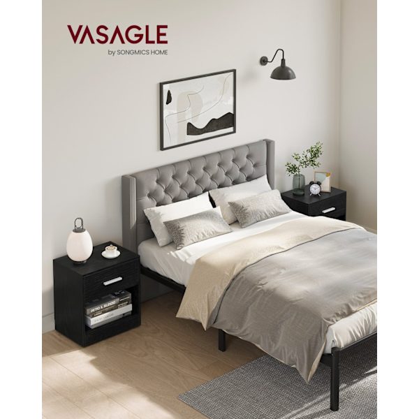 Rootz spånplade sidebordssæt - Klassisk sort - Sengeborde - Natbord - 5,7 kg - 28 cm x 39 cm x 41 cm - Skuffekapacitet 5 kg - Samlet kapacitet 75 kg