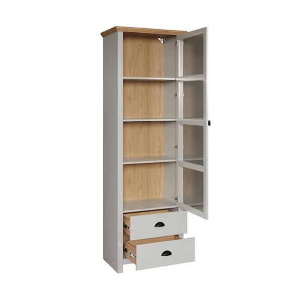 Rootz Display Cabinet - Showcase - Curio - Exhibit Case - Trophy Holder - Storage Unit - Light Grey/Artisan Oak - 65x201x41 cm