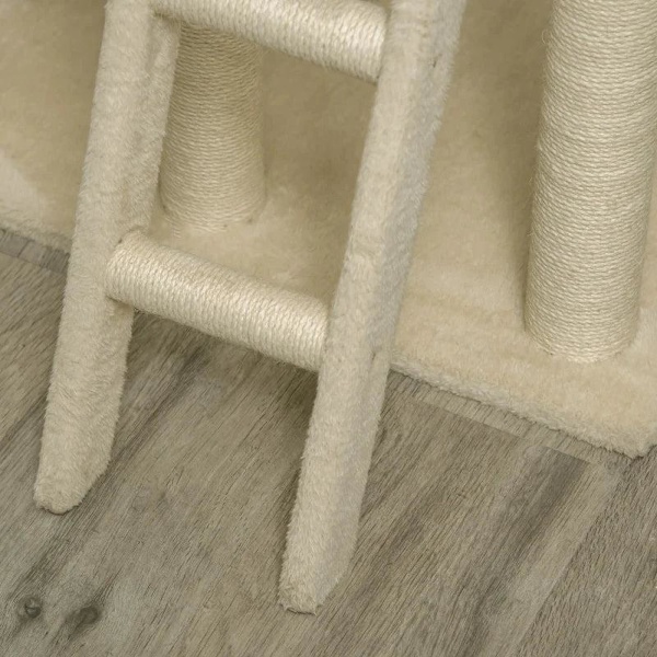 Rootz Skrapstolpe - Med kattgrotta - Katthus - Kattbur - Kattmöbler - Khaki/Beige/Kaffe - 69L x 40B x 131H cm