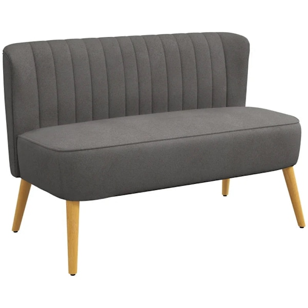 Rootz sofa - retrodesign - 2 pers. sofa - træben - fløjlsagtig polyester - mørkegrå - 117 cm x 56,5 cm x 77 cm