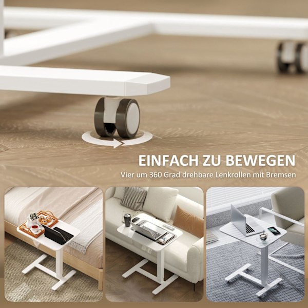 Rootz Steh Desht Højde Justerbart skrivebord - Mobil bærbar bord - Ergonomisk arbejdsområde - Sit/Stand Option - White - 65 cm x 48 cm x 70-110 cm