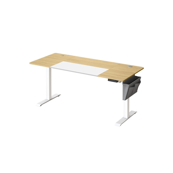 Rootz Elektrisk ståbord - Justerbart skrivebord - Sit Stand Skrivebord - Spånplade Stålramme - Ikke-vævet stof - Pastel Gul-Base Hvid - 70 cm x 160 cm