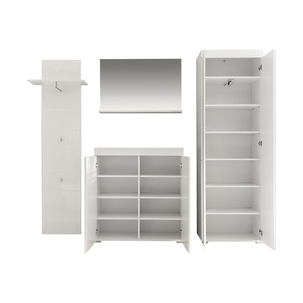Rootz Wardrobe Cabinet - Stylish Closet Ensemble - White Gloss - Ample Storage - Modern Design - 233x195x38cm